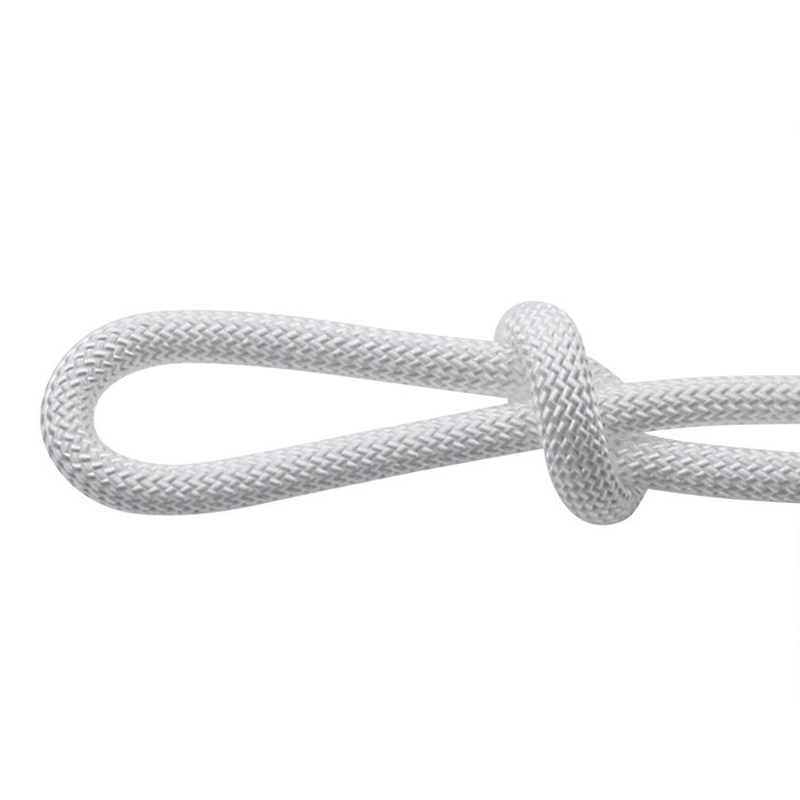 حبل مضفر من مادة البولي بروبيلين منخفض التمدد ومقاوم للمواد الكيميائية بقطر 8 مم باللون الأبيض الصلب